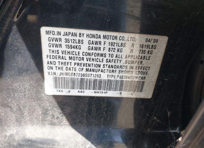 Photo 9 of 2009 Honda Fit (VIN JHMGE87239S071263)