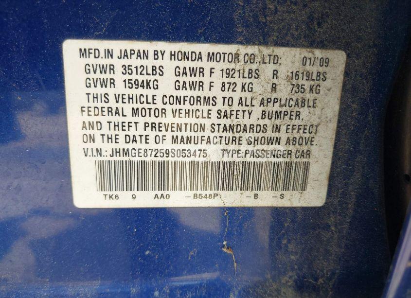 Photo 9 of 2009 Honda Fit (VIN JHMGE87259S053475)