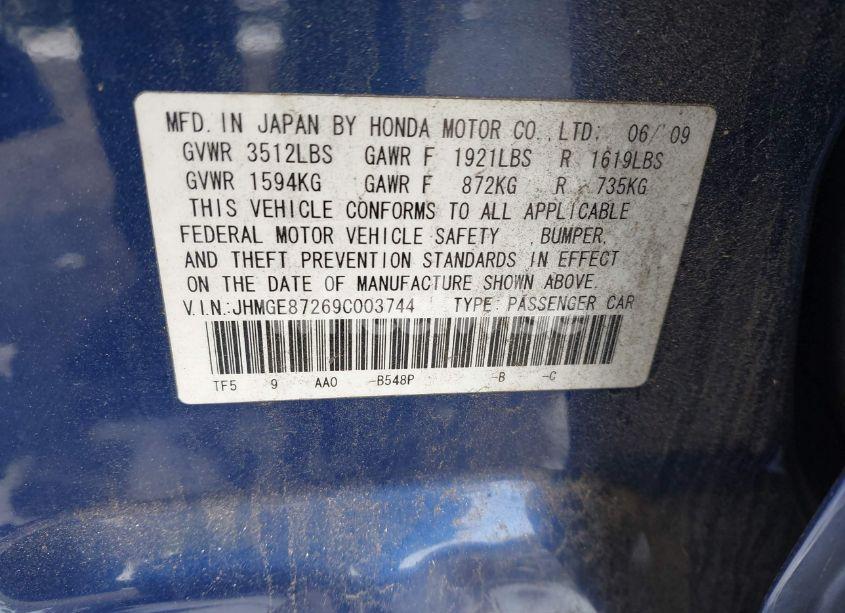 Photo 9 of 2009 Honda Fit (VIN JHMGE87269C003744)