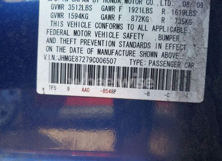 Photo 9 of 2009 Honda Fit (VIN JHMGE87279C006507)