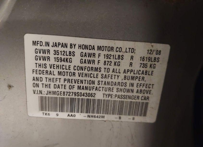 Photo 9 of 2009 Honda Fit (VIN JHMGE87279S043062)