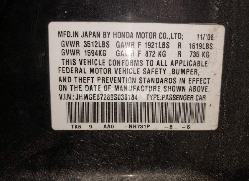 Photo 9 of 2009 Honda Fit (VIN JHMGE87289S036184)