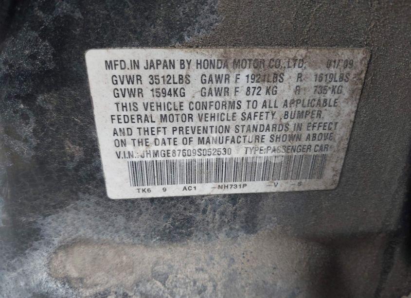 Photo 9 of 2009 Honda Fit SPORT (VIN JHMGE87609S052530)