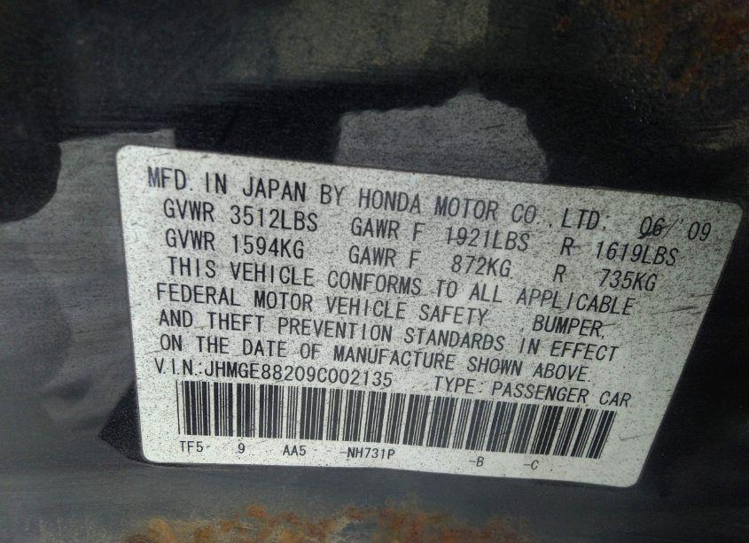 Photo 9 of 2009 Honda Fit (VIN JHMGE88209C002135)