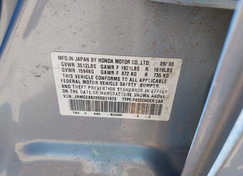 Photo 9 of 2009 Honda Fit (VIN JHMGE88209S011973)