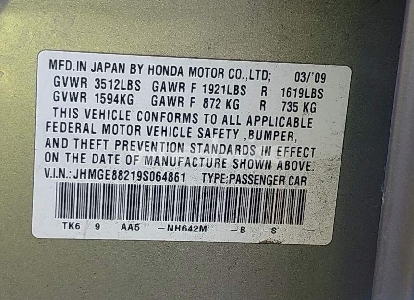Photo 9 of 2009 Honda Fit (VIN JHMGE88219S064861)