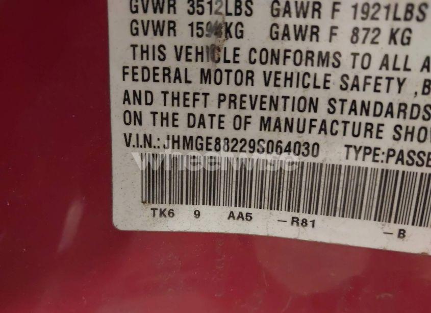 Photo 9 of 2009 Honda Fit (VIN JHMGE88229S064030)