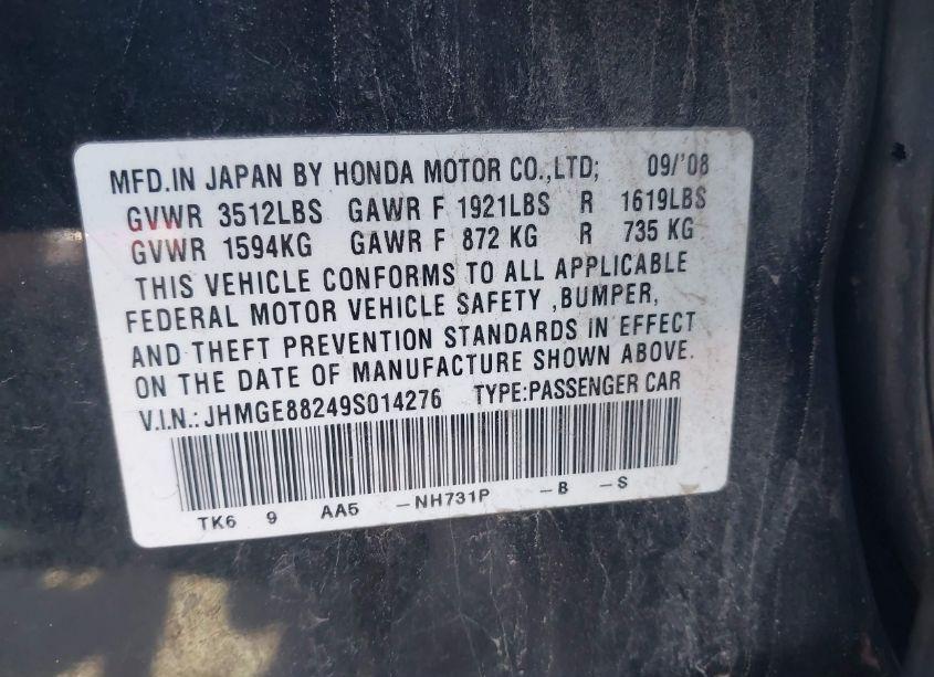 Photo 9 of 2009 Honda Fit (VIN JHMGE88249S014276)