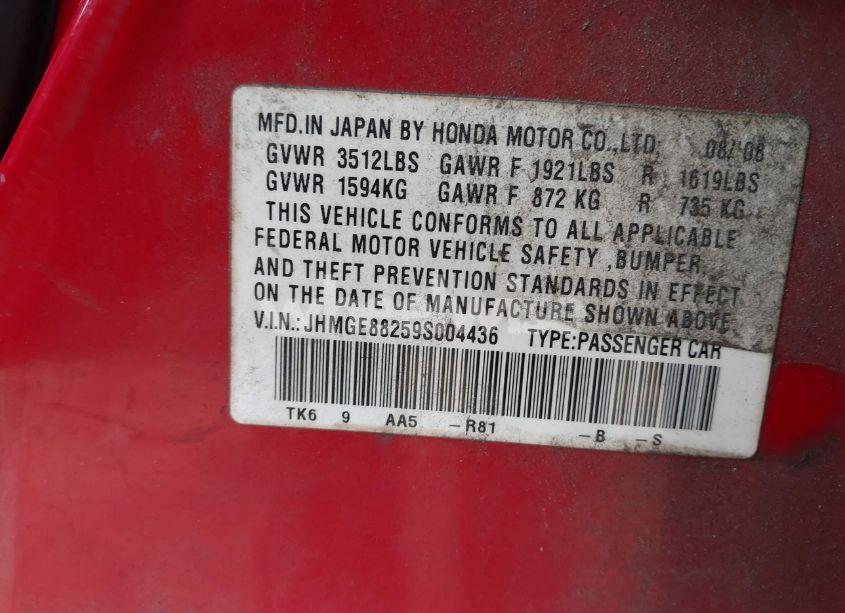 Photo 9 of 2009 Honda Fit (VIN JHMGE88259S004436)