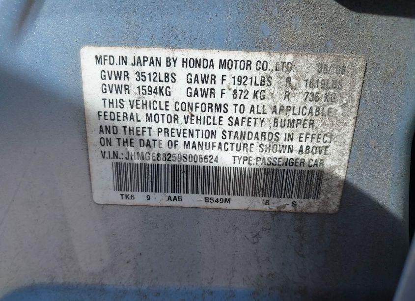 Photo 9 of 2009 Honda Fit (VIN JHMGE88259S006624)