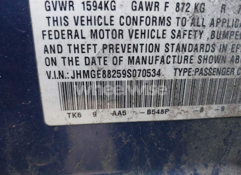 Photo 9 of 2009 Honda Fit (VIN JHMGE88259S070534)