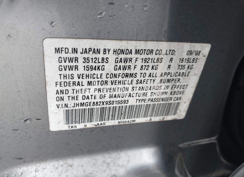 Photo 9 of 2009 Honda Fit (VIN JHMGE882X9S015593)