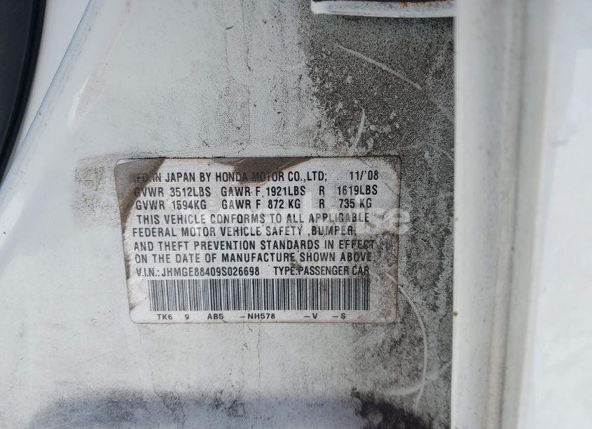 Photo 9 of 2009 Honda Fit SPORT (VIN JHMGE88409S026698)