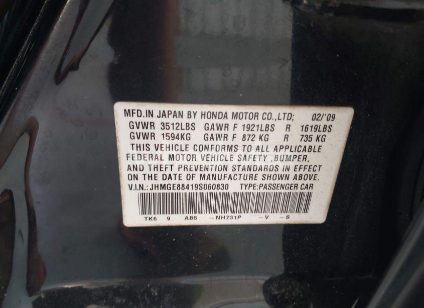 Photo 9 of 2009 Honda Fit SPORT (VIN JHMGE88419S060830)