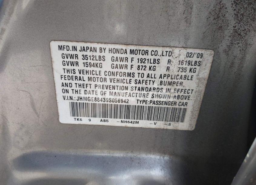 Photo 9 of 2009 Honda Fit SPORT (VIN JHMGE88439S056942)