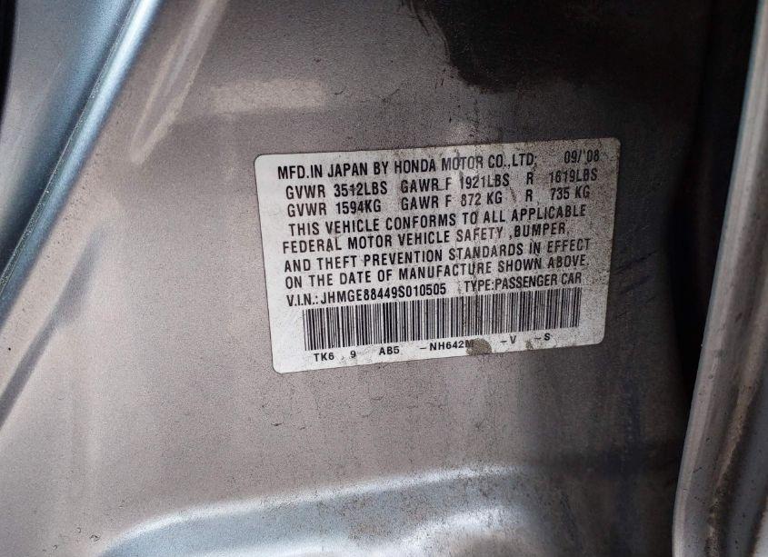 Photo 9 of 2009 Honda Fit SPORT (VIN JHMGE88449S010505)