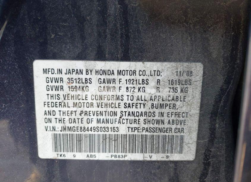 Photo 9 of 2009 Honda Fit SPORT (VIN JHMGE88449S033153)