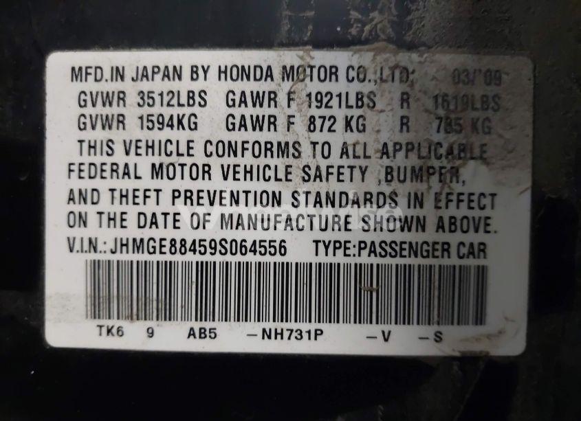 Photo 9 of 2009 Honda Fit SPORT (VIN JHMGE88459S064556)