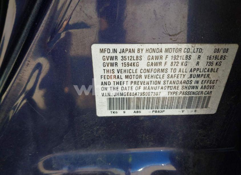 Photo 9 of 2009 Honda Fit SPORT (VIN JHMGE88479S007307)