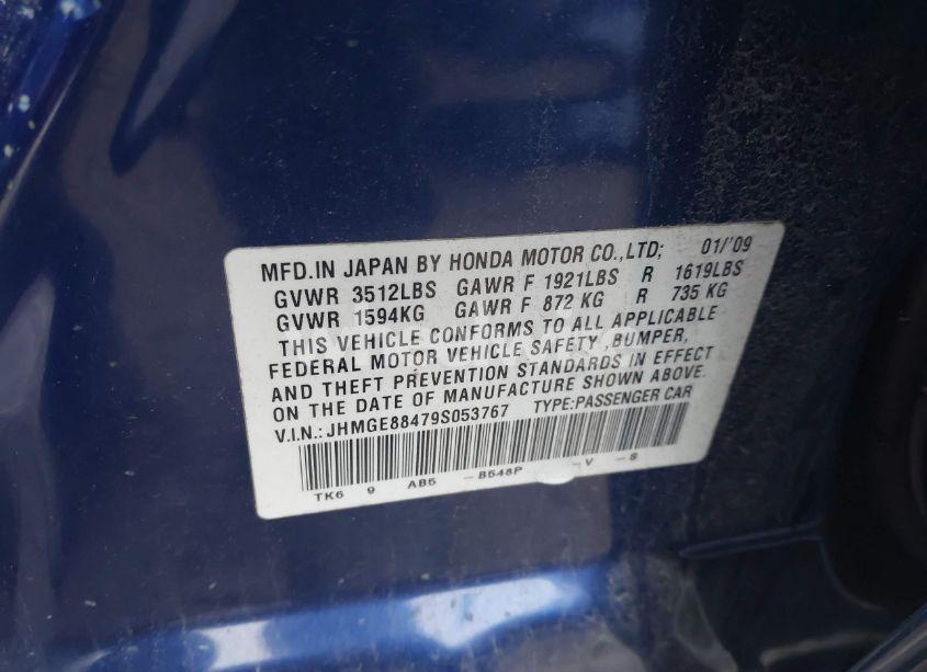 Photo 9 of 2009 Honda Fit SPORT (VIN JHMGE88479S053767)