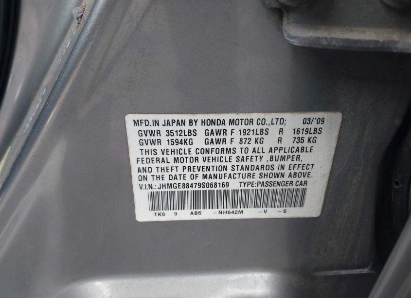 Photo 9 of 2009 Honda Fit SPORT (VIN JHMGE88479S068169)