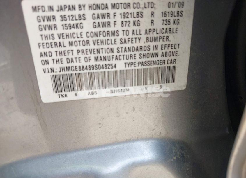 Photo 9 of 2009 Honda Fit SPORT (VIN JHMGE88489S048254)