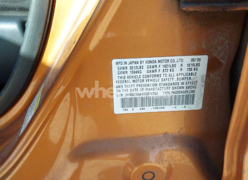 Photo 9 of 2009 Honda Fit SPORT (VIN JHMGE88499S074703)