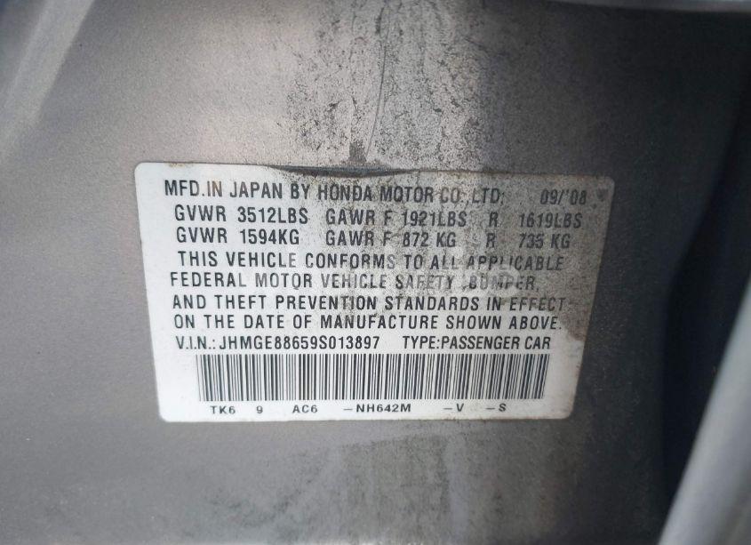 Photo 9 of 2009 Honda Fit SPORT (VIN JHMGE88659S013897)