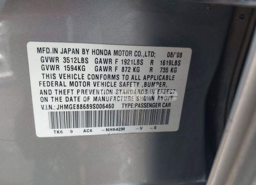 Photo 9 of 2009 Honda Fit SPORT (VIN JHMGE88689S006460)