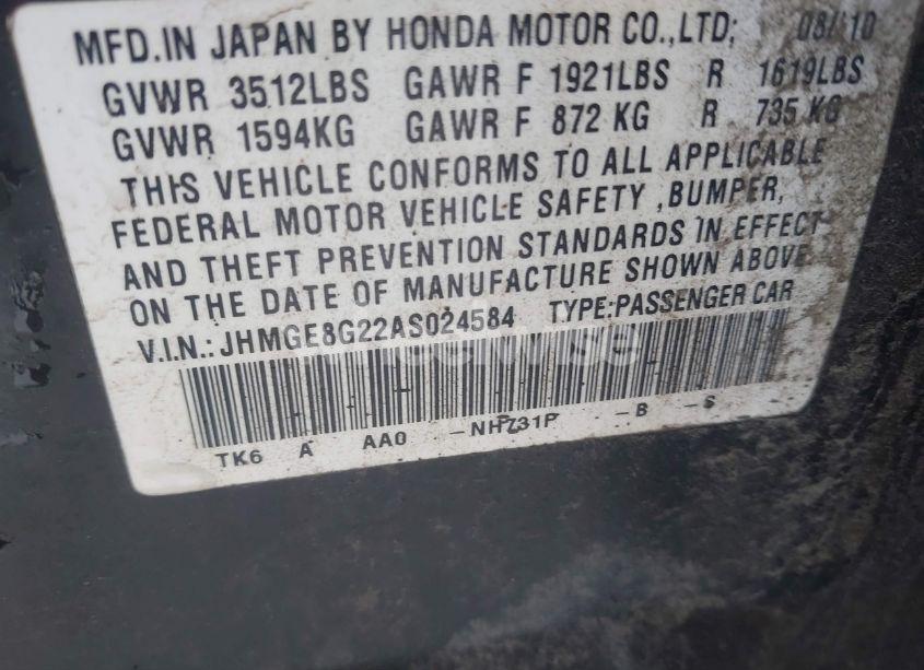 Photo 9 of 2010 Honda Fit (VIN JHMGE8G22AS024584)