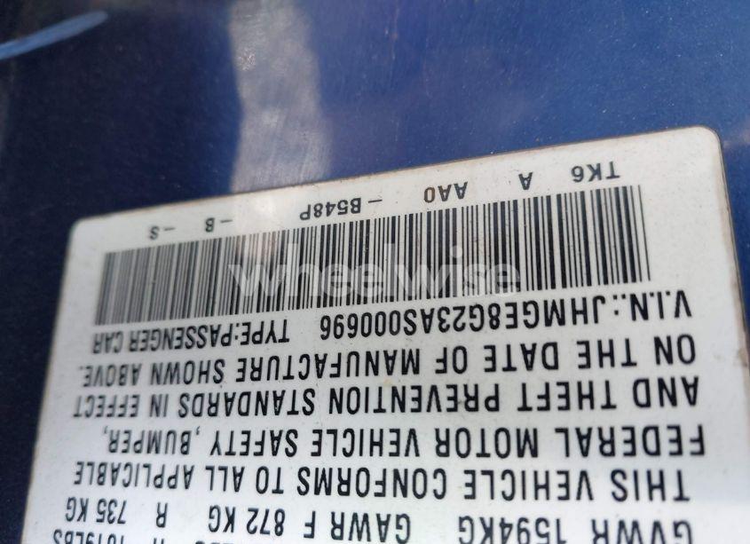 Photo 9 of 2010 Honda Fit (VIN JHMGE8G23AS000696)