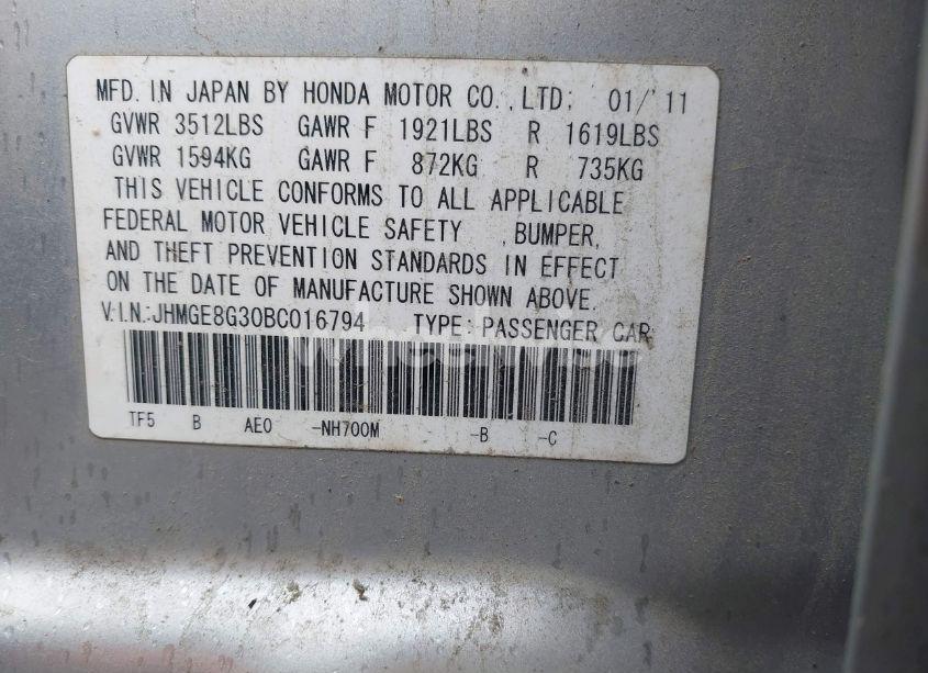 Photo 9 of 2011 Honda Fit (VIN JHMGE8G30BC016794)