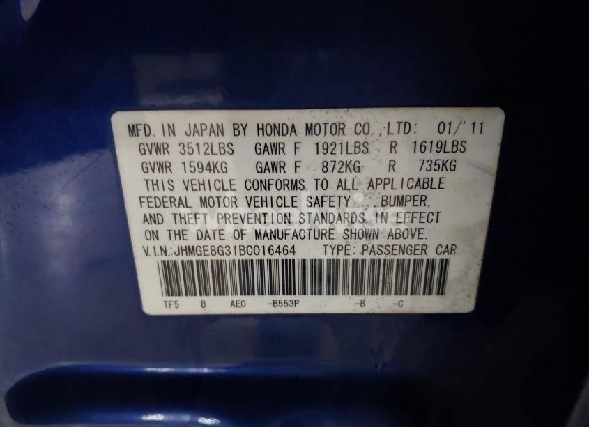 Photo 9 of 2011 Honda Fit (VIN JHMGE8G31BC016464)
