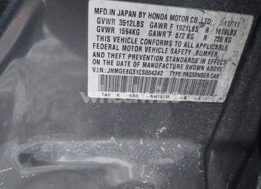 Photo 9 of 2012 Honda Fit (VIN JHMGE8G31CS004242)