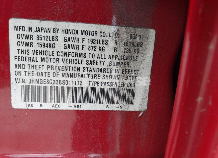 Photo 9 of 2011 Honda Fit (VIN JHMGE8G33BS011112)