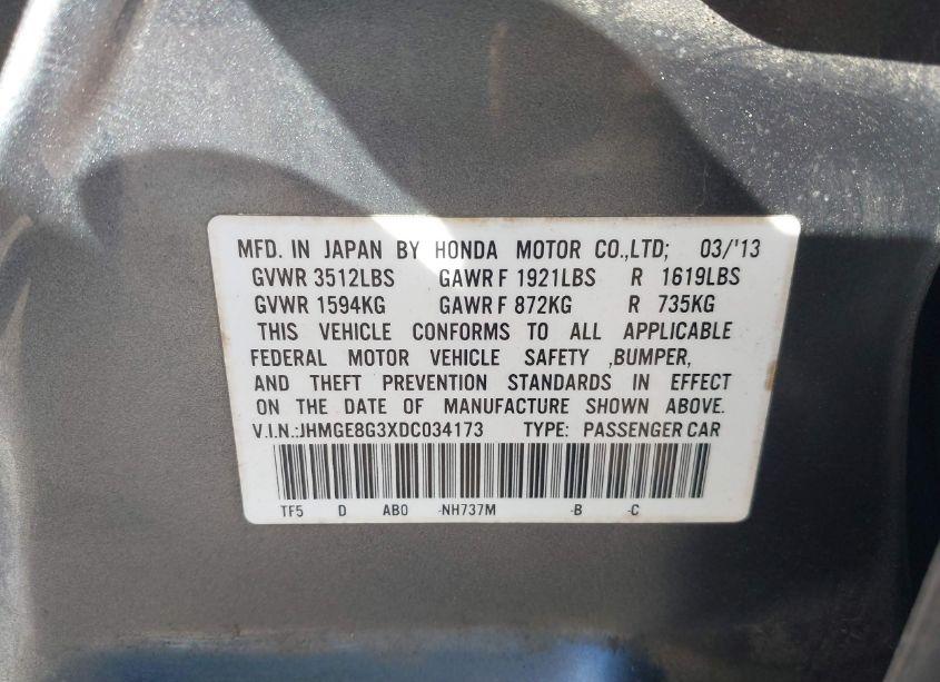 Photo 9 of 2013 Honda Fit (VIN JHMGE8G3XDC034173)