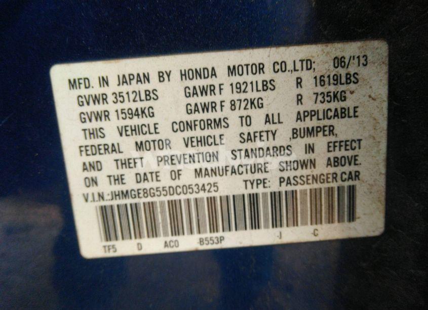 Photo 9 of 2013 Honda Fit SPORT (VIN JHMGE8G55DC053425)