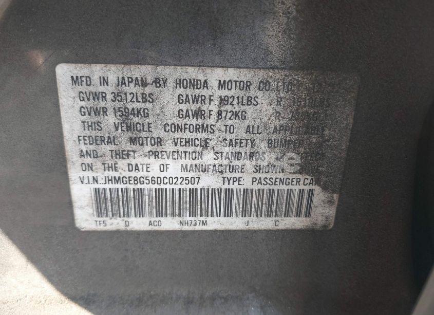 Photo 9 of 2013 Honda Fit SPORT (VIN JHMGE8G56DC022507)