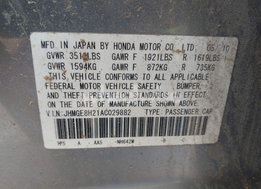 Photo 9 of 2010 Honda Fit (VIN JHMGE8H21AC029882)