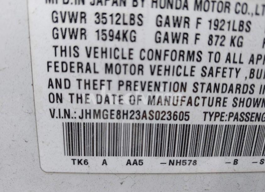 Photo 9 of 2010 Honda Fit (VIN JHMGE8H23AS023605)