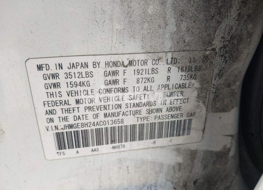 Photo 9 of 2010 Honda Fit (VIN JHMGE8H24AC013658)