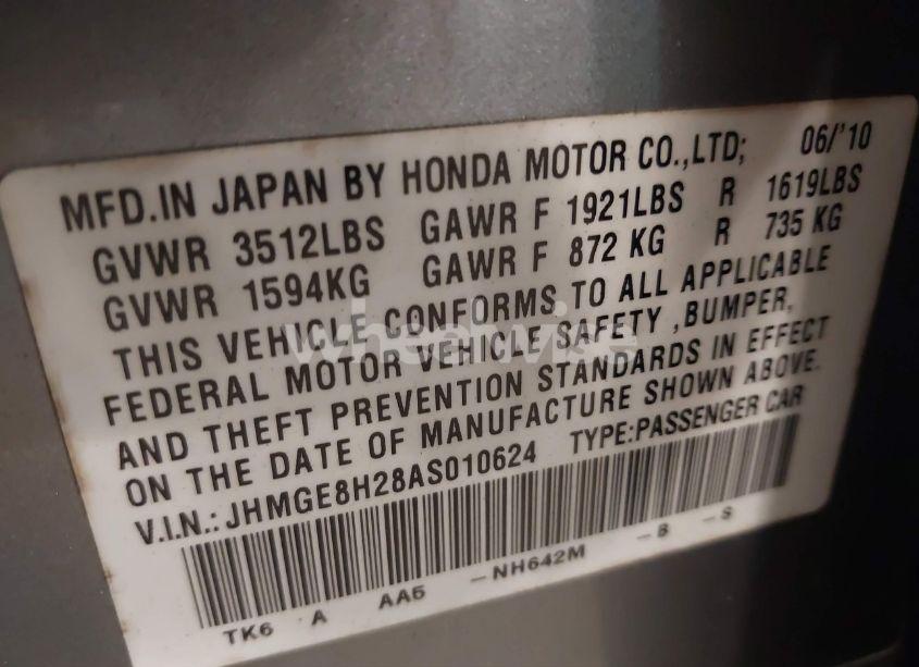 Photo 9 of 2010 Honda Fit (VIN JHMGE8H28AS010624)