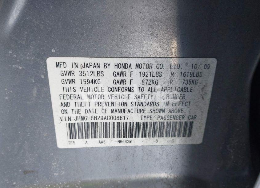 Photo 9 of 2010 Honda Fit (VIN JHMGE8H29AC008617)