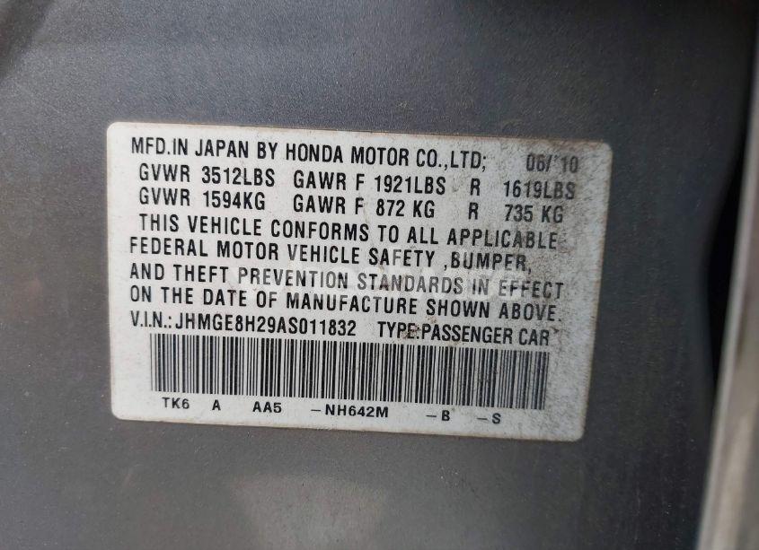 Photo 9 of 2010 Honda Fit (VIN JHMGE8H29AS011832)