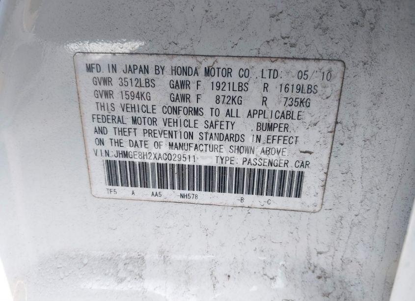 Photo 9 of 2010 Honda Fit (VIN JHMGE8H2XAC029511)