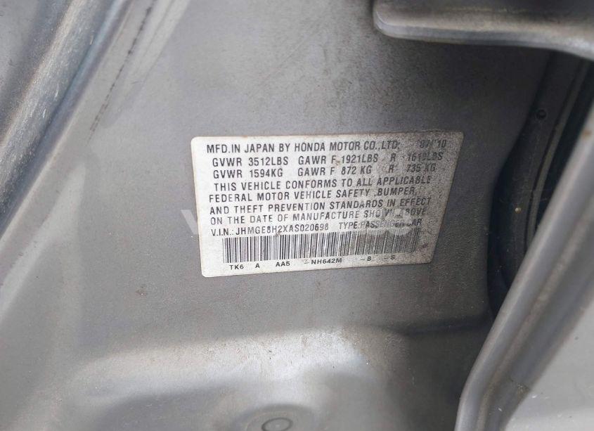 Photo 9 of 2010 Honda Fit (VIN JHMGE8H2XAS020698)