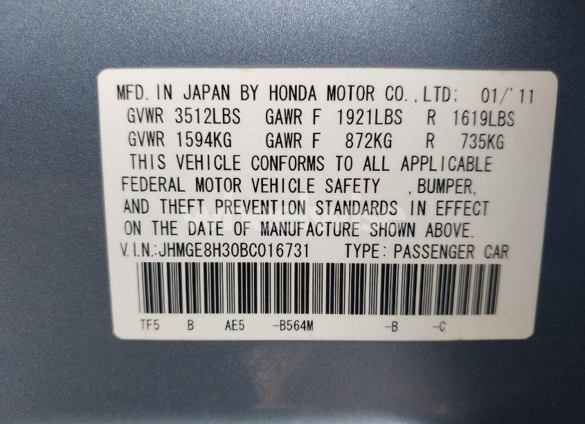 Photo 9 of 2011 Honda Fit (VIN JHMGE8H30BC016731)
