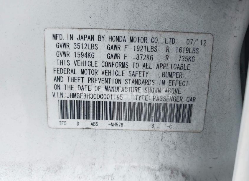 Photo 9 of 2013 Honda Fit (VIN JHMGE8H30DC001195)