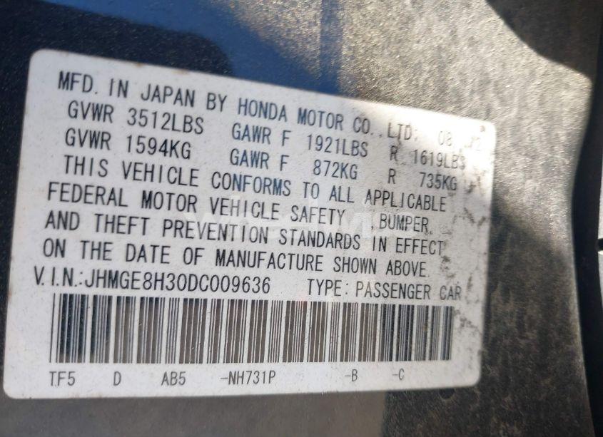 Photo 9 of 2013 Honda Fit (VIN JHMGE8H30DC009636)