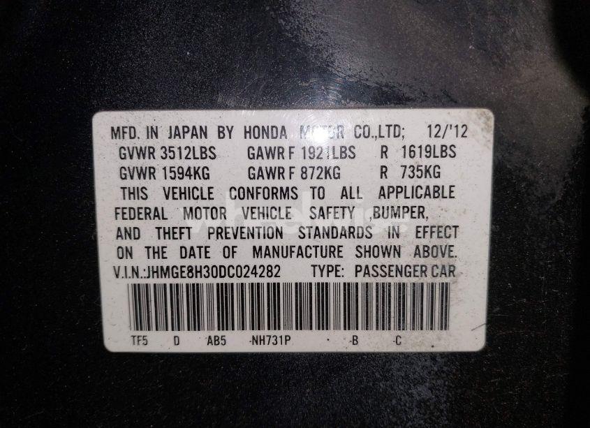 Photo 9 of 2013 Honda Fit (VIN JHMGE8H30DC024282)